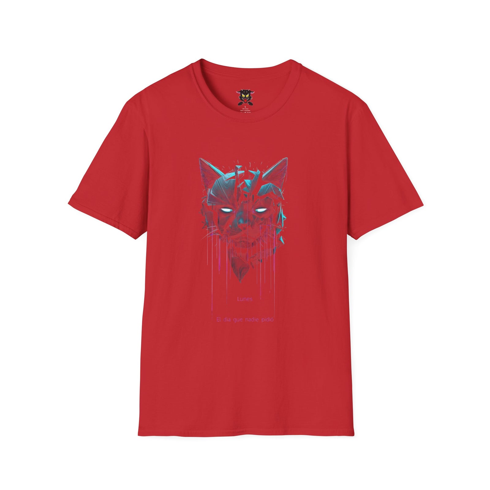 Cat Cyberpunk T-Shirt — Neon Dripping Mask Design
