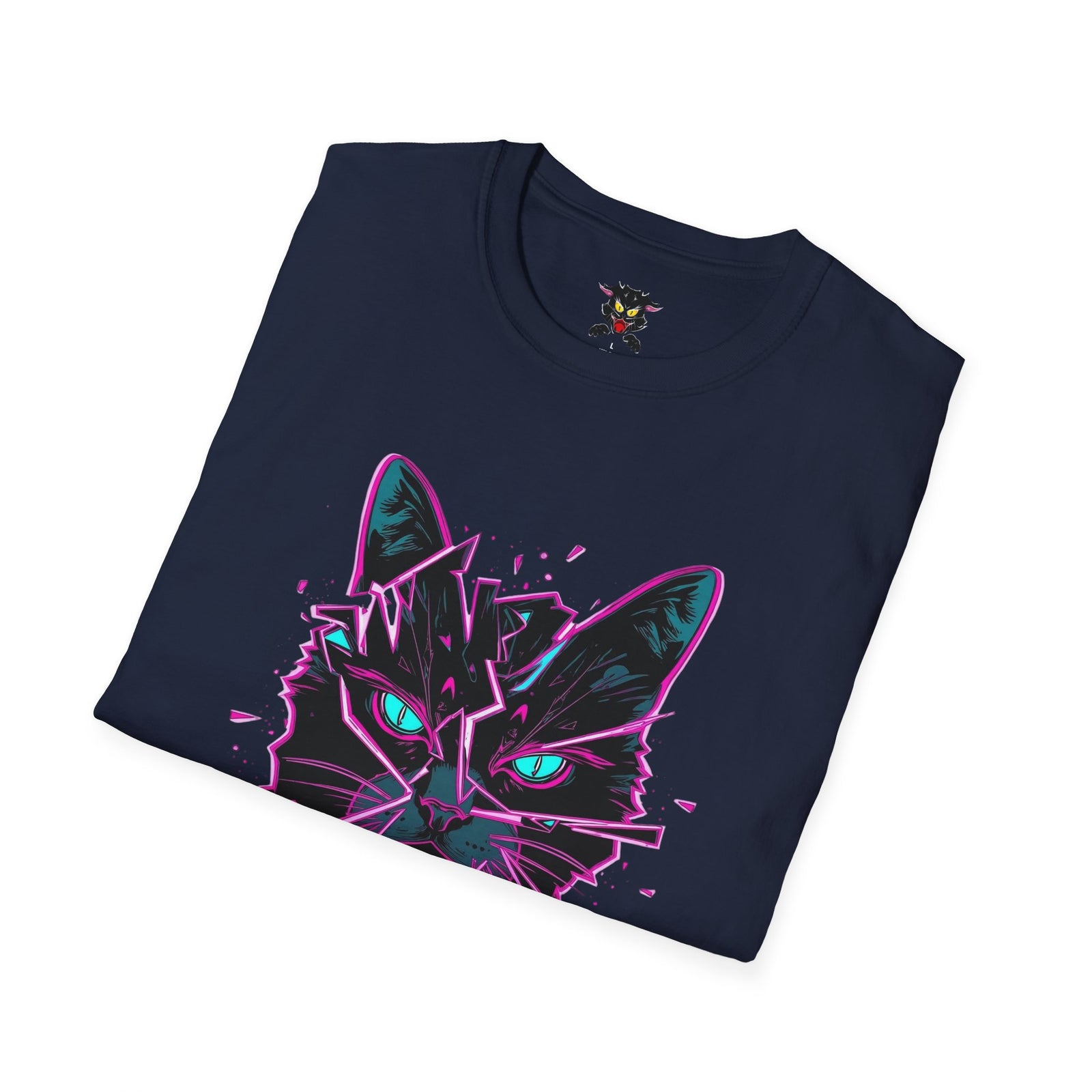 Cat Graphic T-Shirt — Neon Retro "Martes" Design (Lunes Pero Puro)