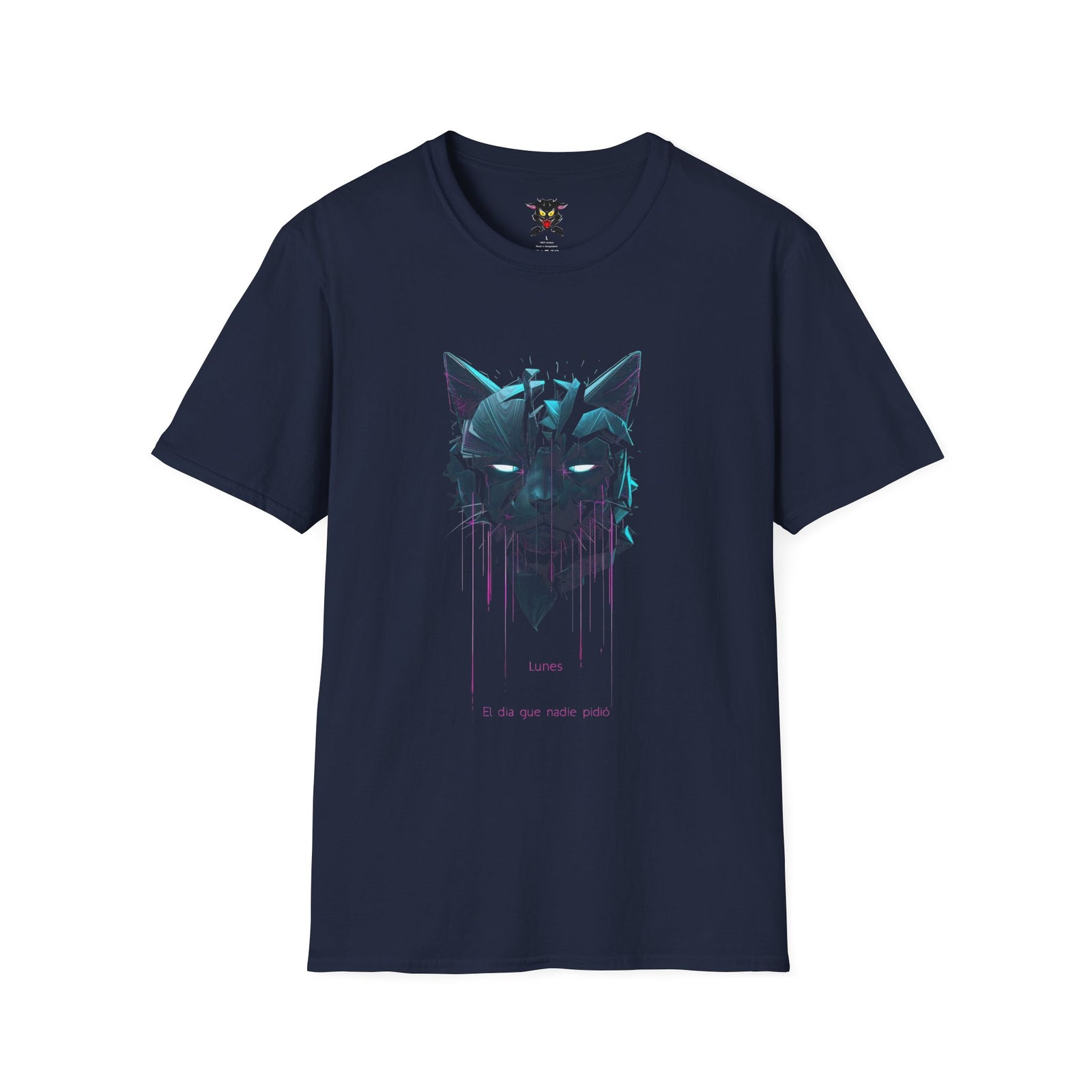 Cat Cyberpunk T-Shirt — Neon Dripping Mask Design