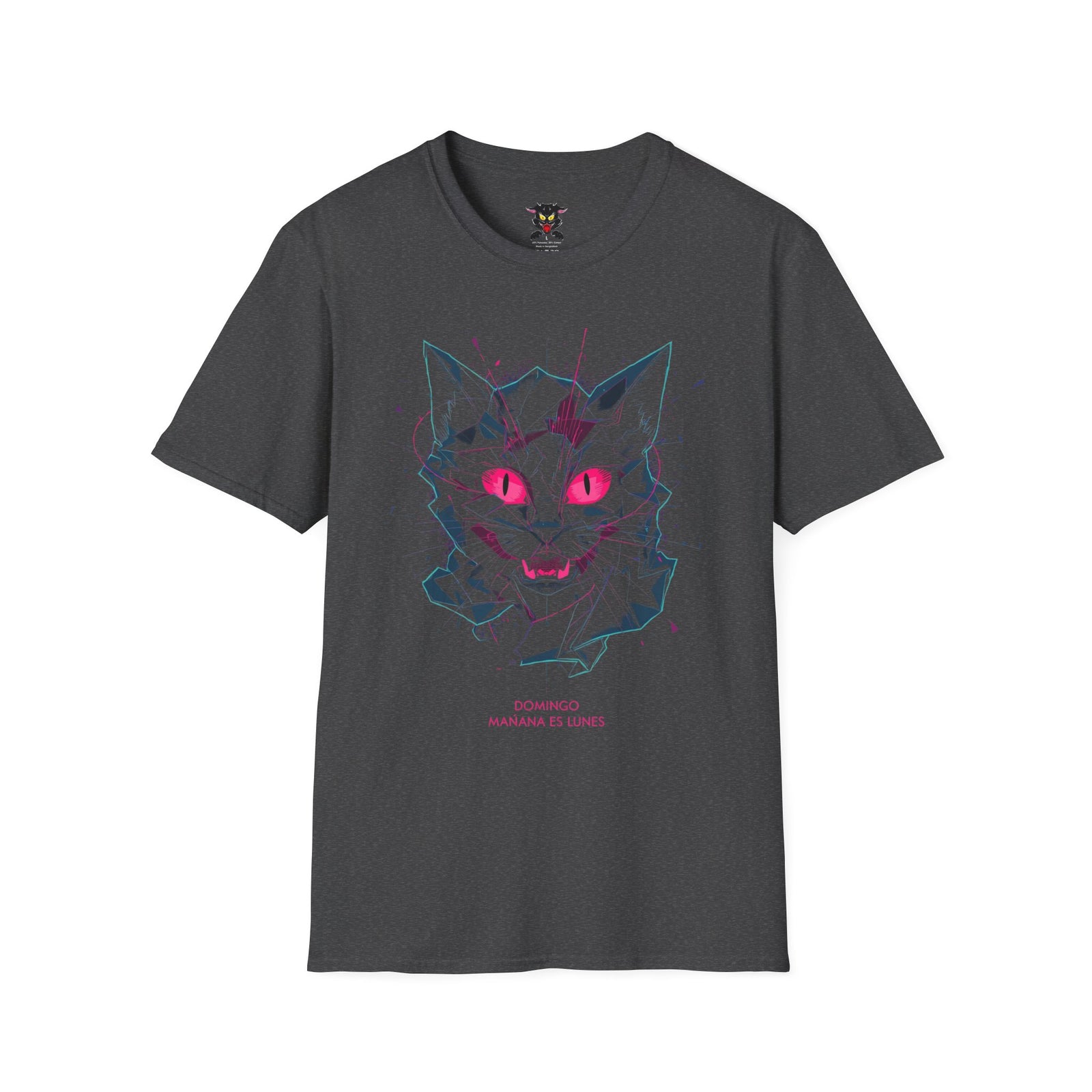 Cat Skull Graphic T-Shirt — Pink Eyes Shattered Design