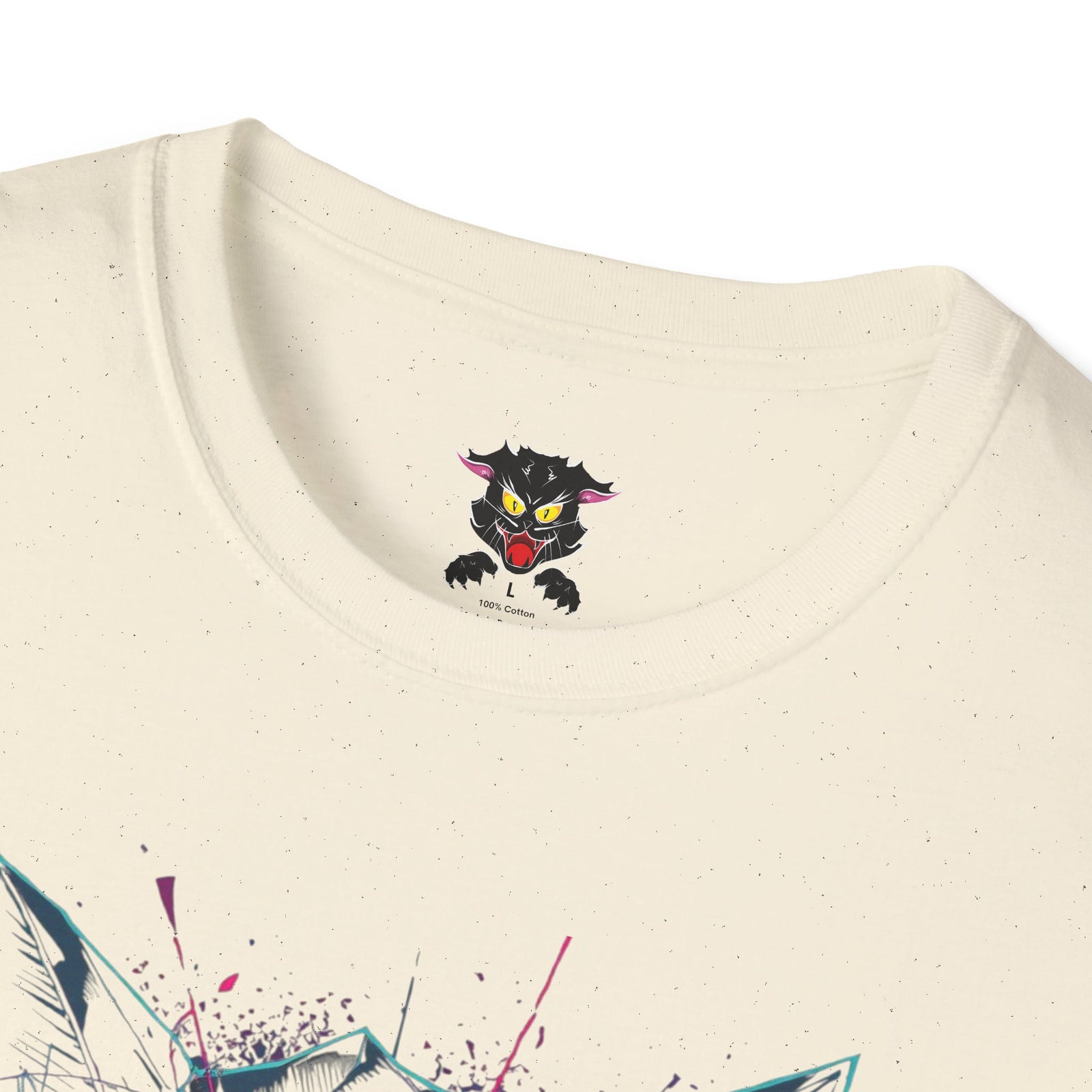 Cat Skull Graphic T-Shirt — Pink Eyes Shattered Design