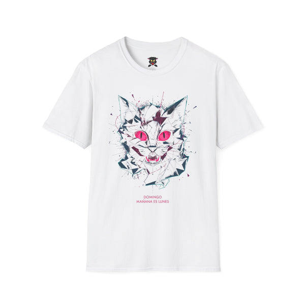 Cat Skull Graphic T-Shirt — Pink Eyes Shattered Design