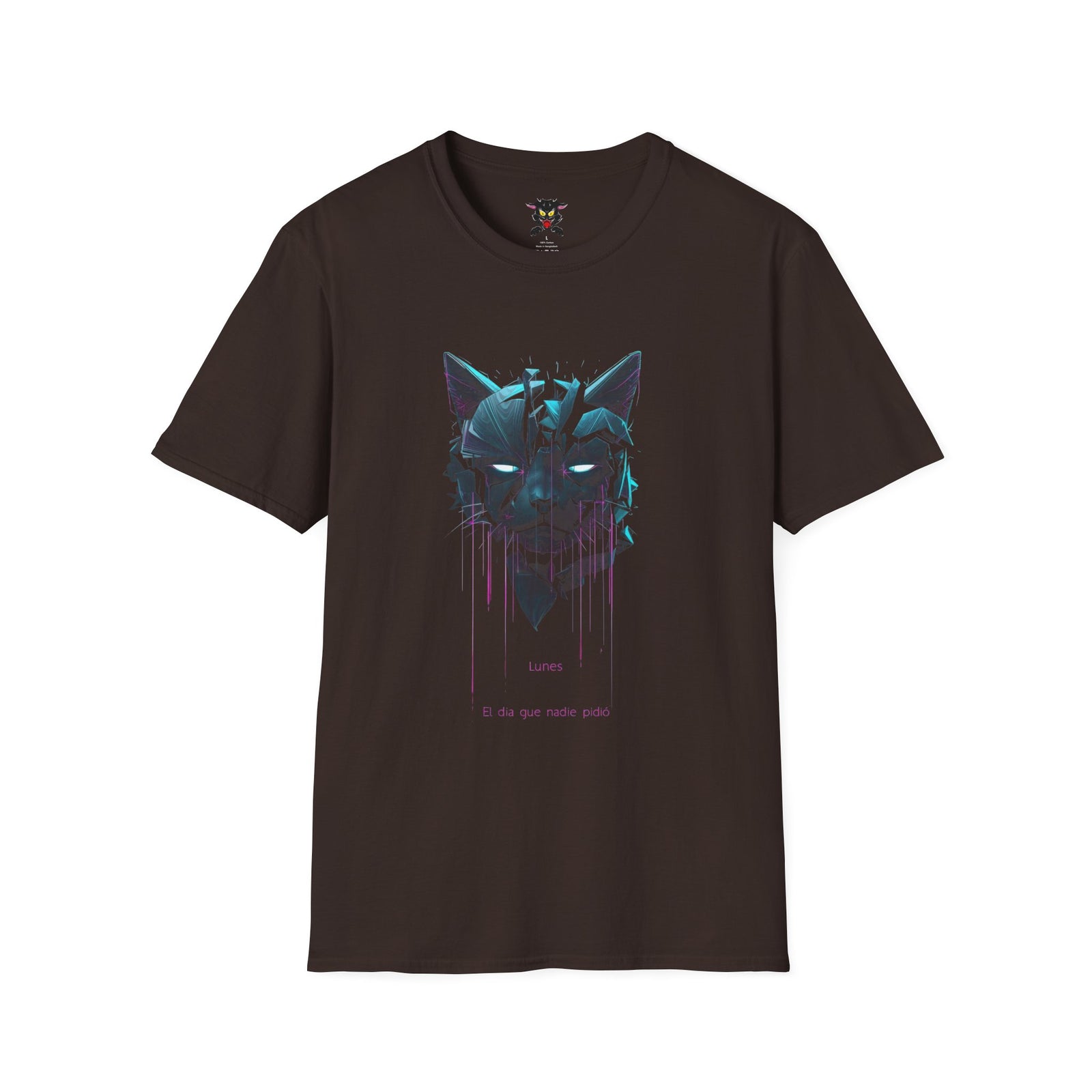 Cat Cyberpunk T-Shirt — Neon Dripping Mask Design