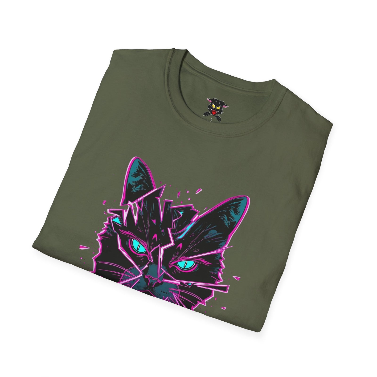 Cat Graphic T-Shirt — Neon Retro "Martes" Design (Lunes Pero Puro)