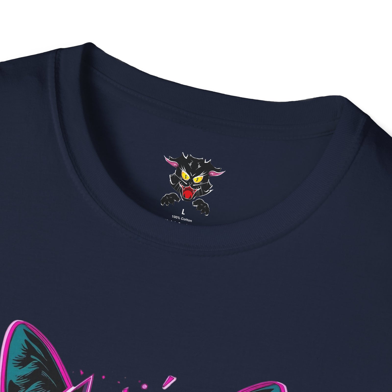Cat Graphic T-Shirt — Neon Retro "Martes" Design (Lunes Pero Puro)