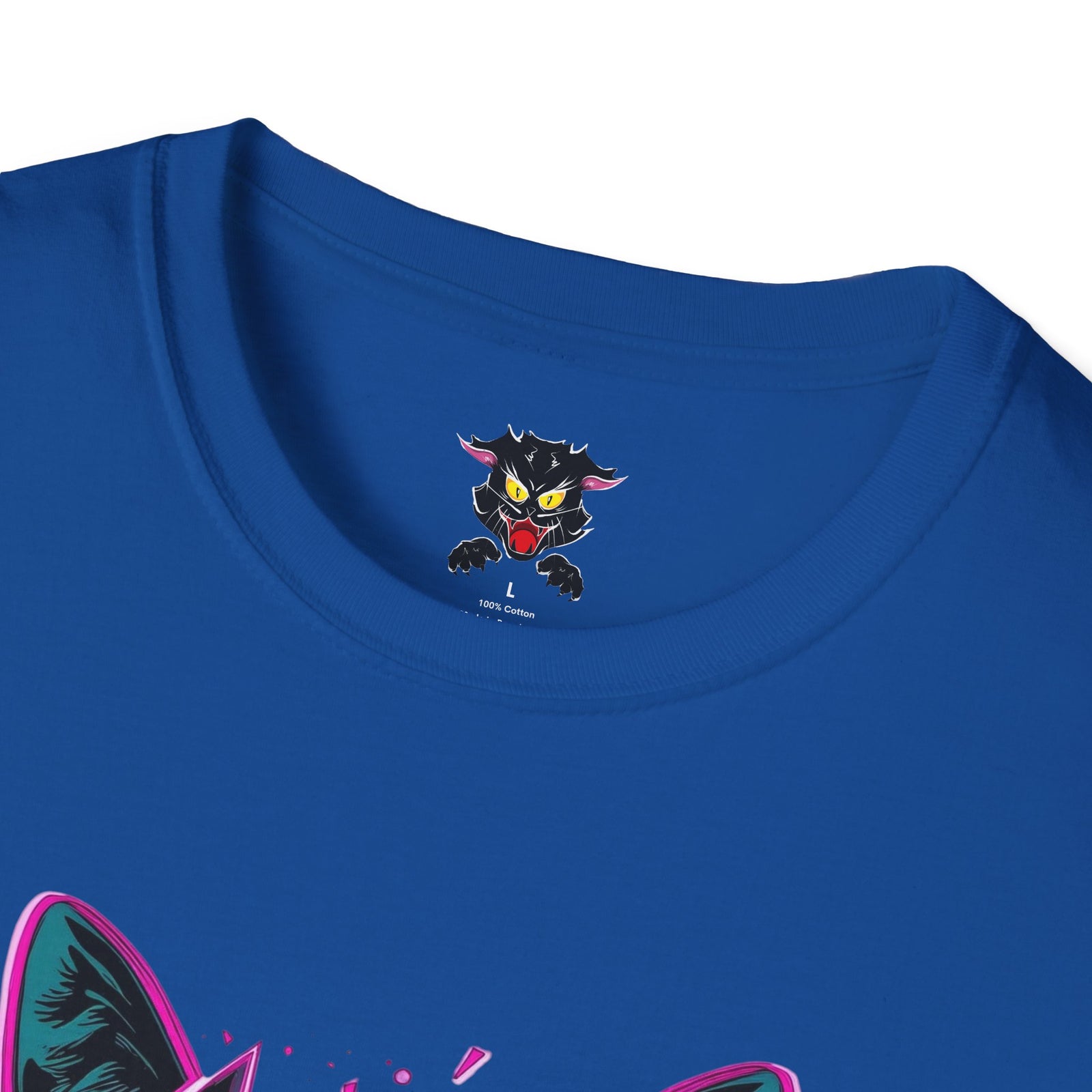 Cat Graphic T-Shirt — Neon Retro "Martes" Design (Lunes Pero Puro)