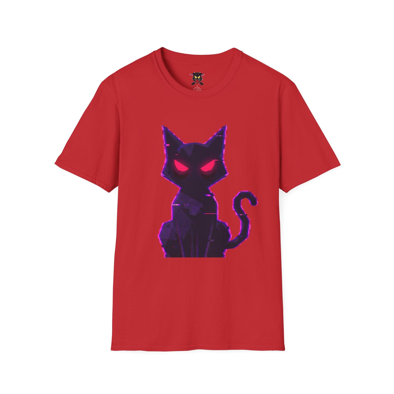 Camiseta roja gato bold lines minimalista diseño Gatoloco