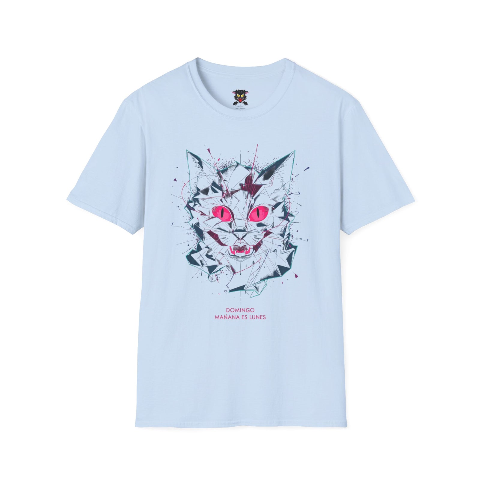 Cat Skull Graphic T-Shirt — Pink Eyes Shattered Design