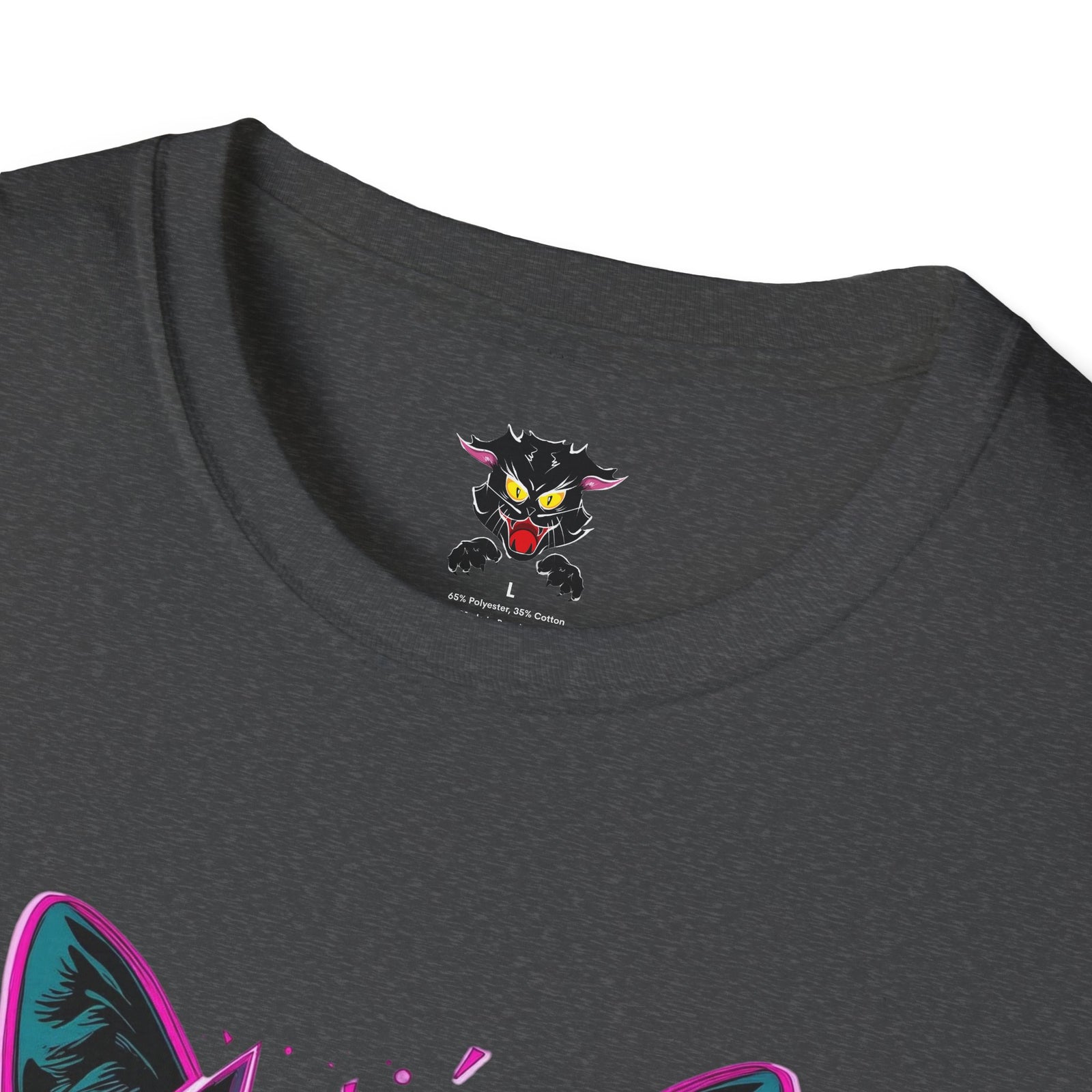 Cat Graphic T-Shirt — Neon Retro "Martes" Design (Lunes Pero Puro)