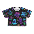 Neon Cat Pattern Crop Tee — 'Ice Queen' & 'Euphoria' Aesthetic