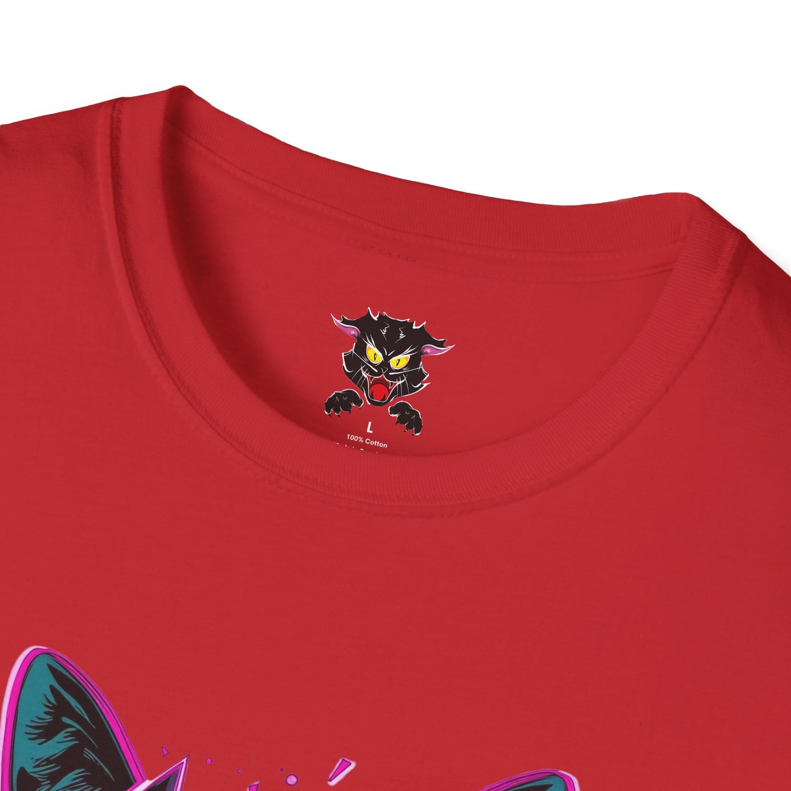 Cat Graphic T-Shirt — Neon Retro "Martes" Design (Lunes Pero Puro)