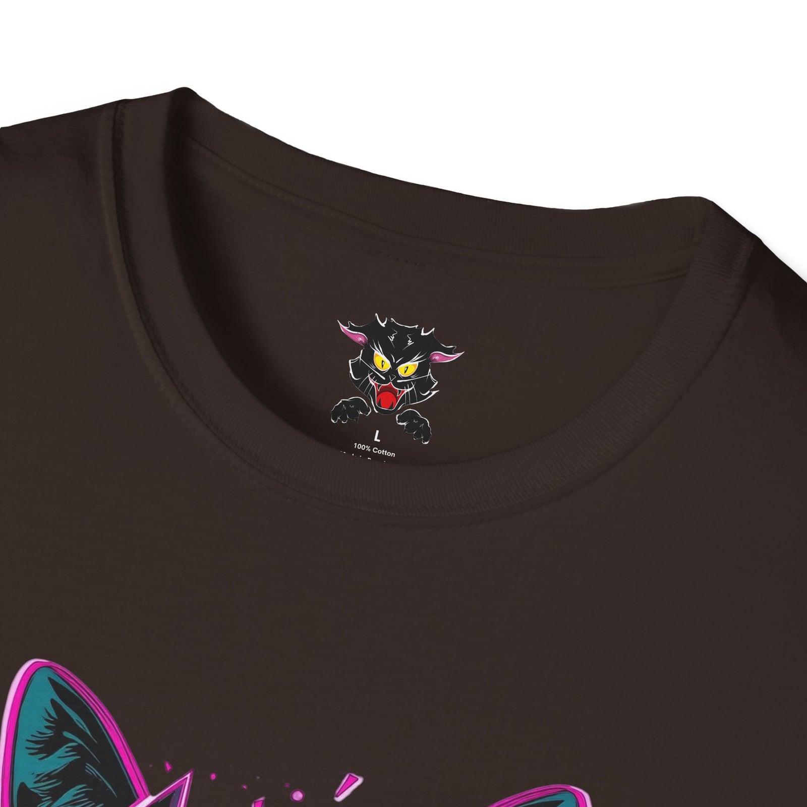 Cat Graphic T-Shirt — Neon Retro "Martes" Design (Lunes Pero Puro)