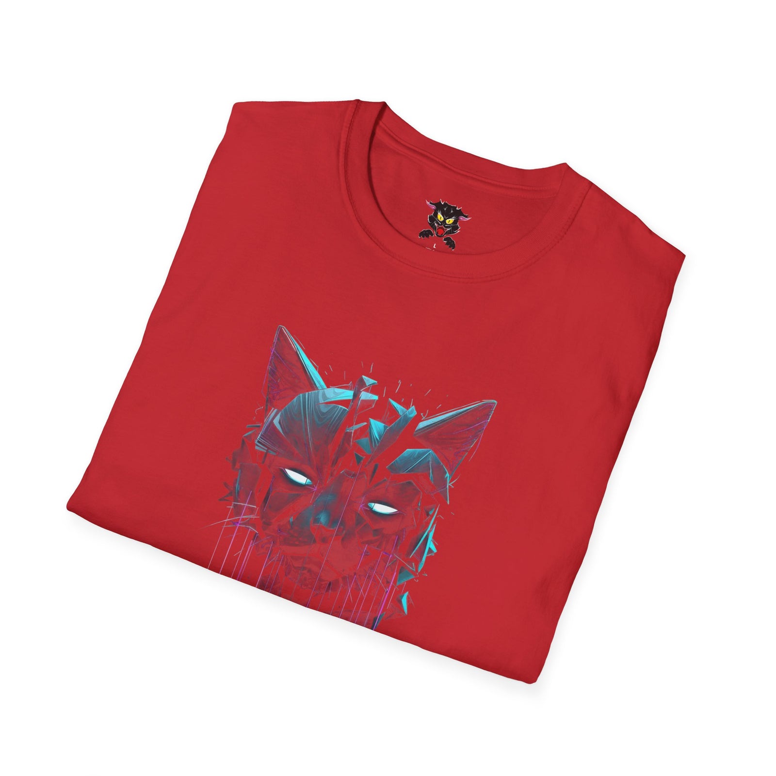 Cat Cyberpunk T-Shirt — Neon Dripping Mask Design