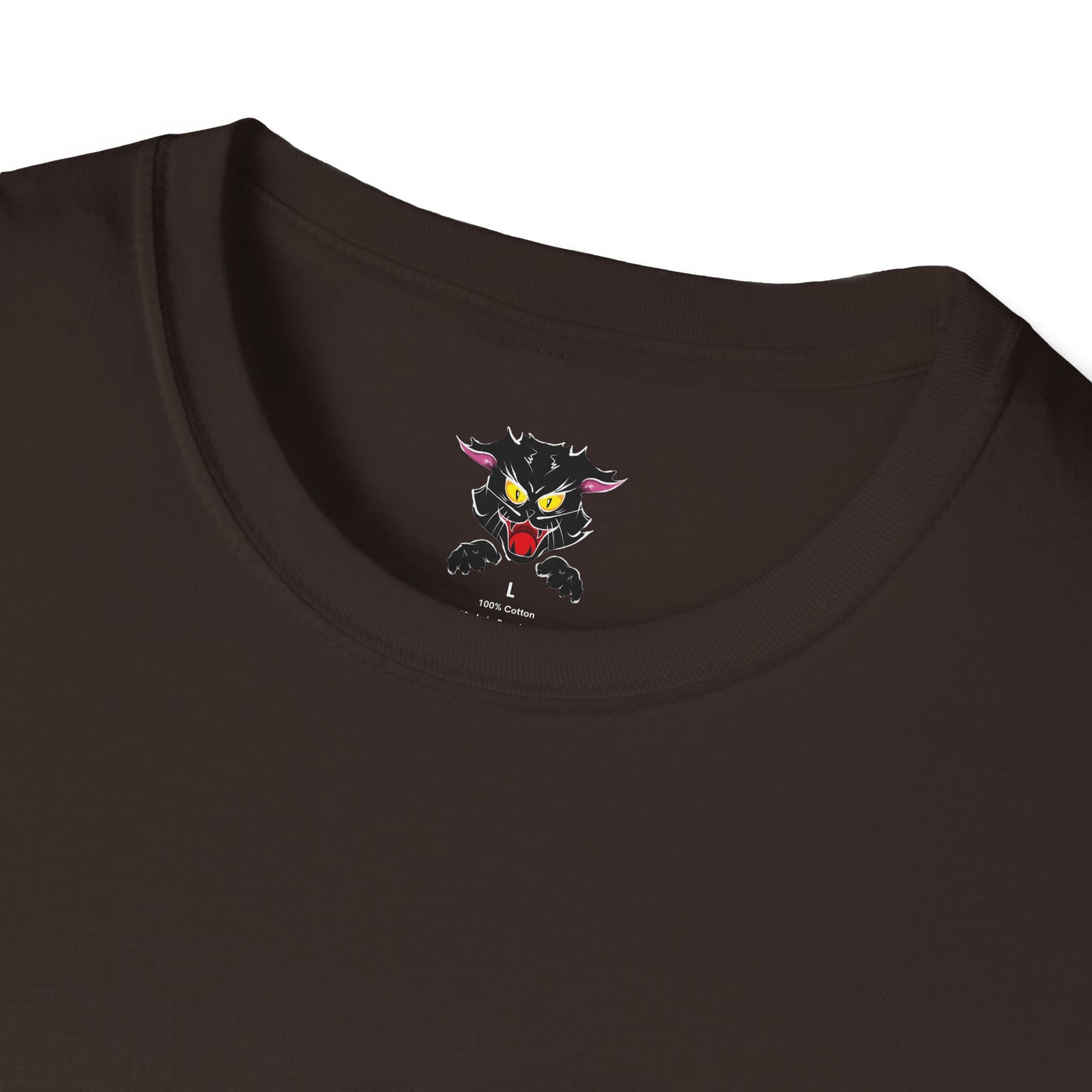 Minimal Cyber Cat T-Shirt — Geometric Neon Cat Face Tee