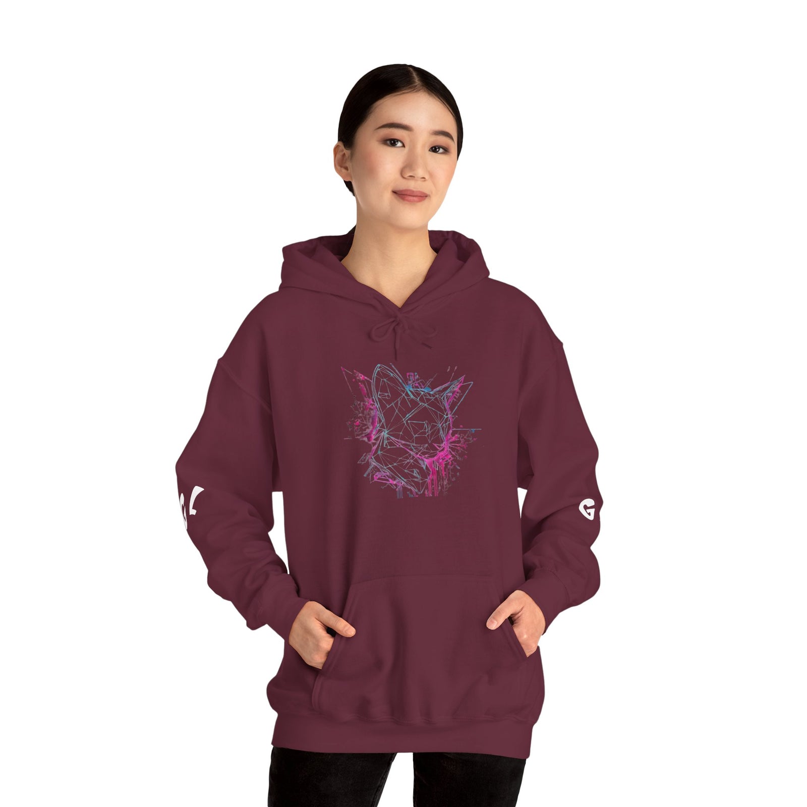 Neon Cat Hoodie - Vaporwave Retro Cat Graphic Sweatshirt