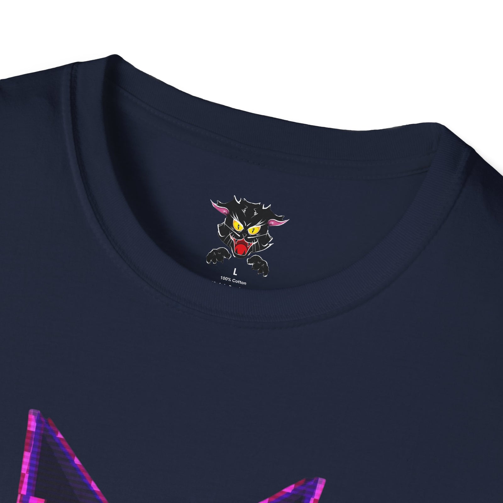 Detalle gráfico gato bold lines camiseta navy azul Gatoloco