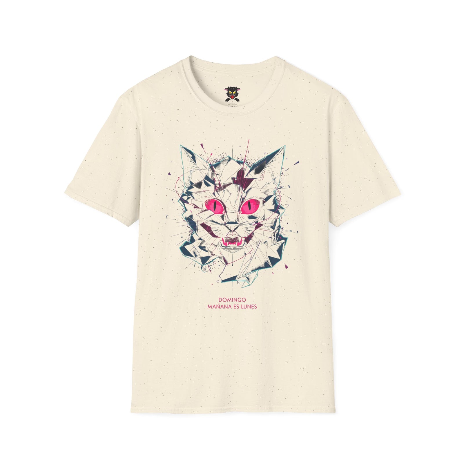 Cat Skull Graphic T-Shirt — Pink Eyes Shattered Design