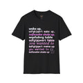 Camiseta negra tipografía Wake Up letras superpuestas diseño Gatoloco