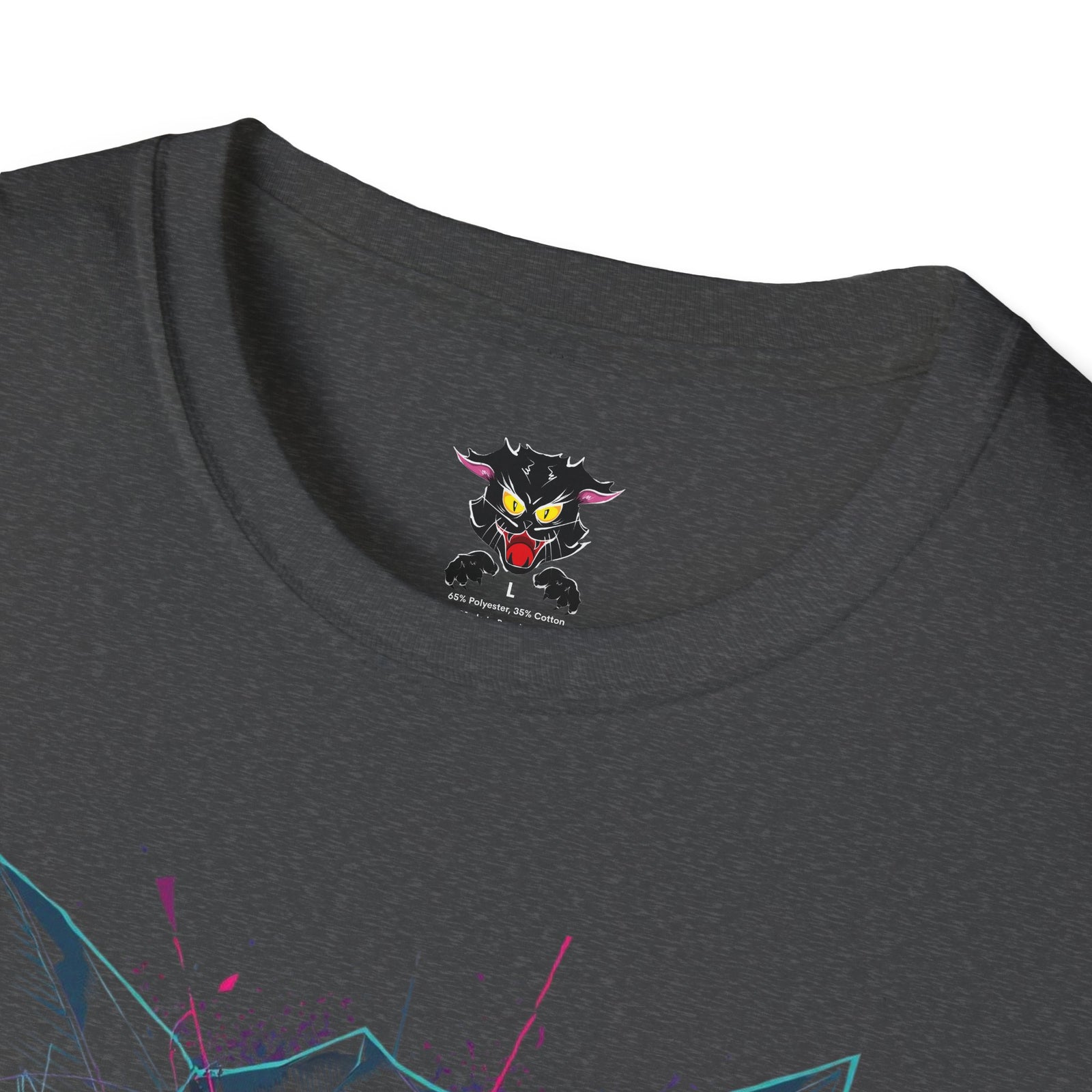 Cat Skull Graphic T-Shirt — Pink Eyes Shattered Design