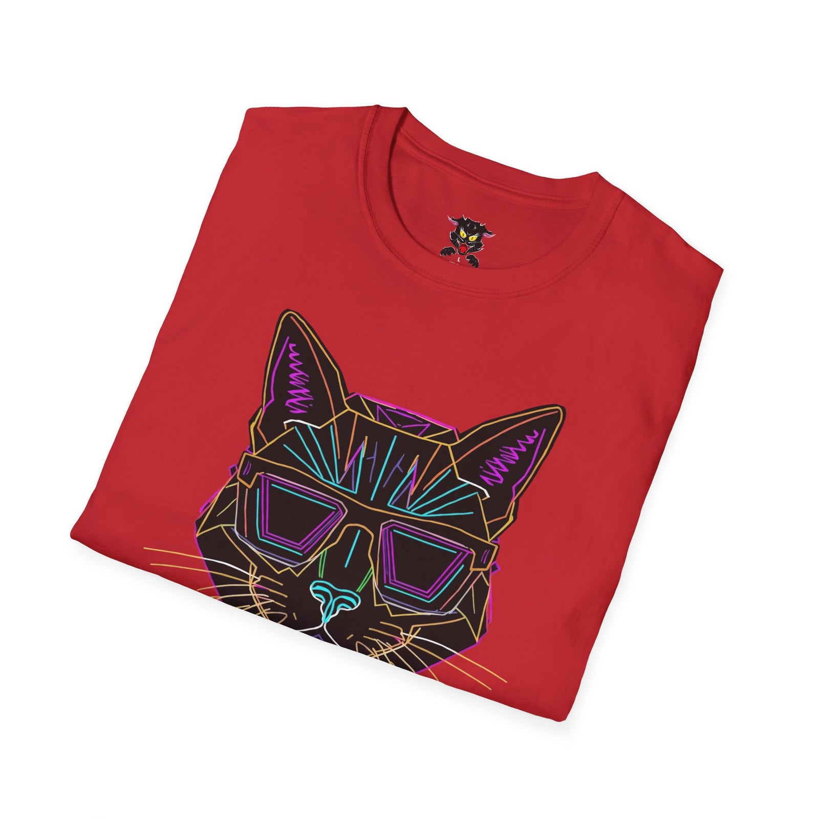 Sábado Sin Excusas Cat T-Shirt — Retro Neon Cat with Sunglasses
