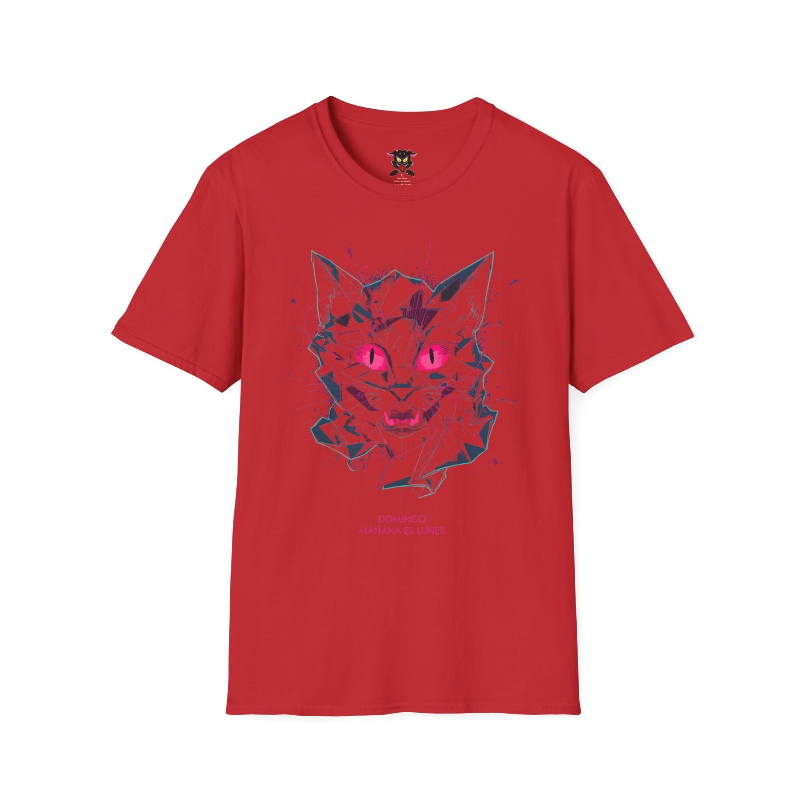 Cat Skull Graphic T-Shirt — Pink Eyes Shattered Design