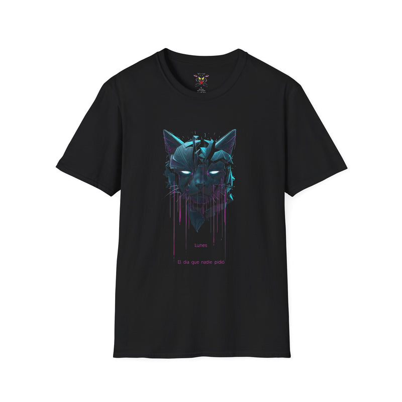 Cat Cyberpunk T-Shirt — Neon Dripping Mask Design
