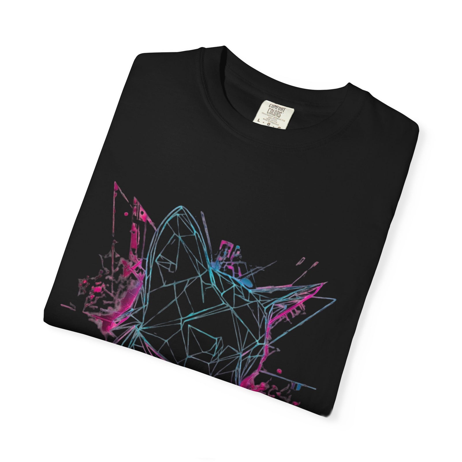 Neon Fox Outline T-Shirt — Vaporwave Geometric Fox Tee