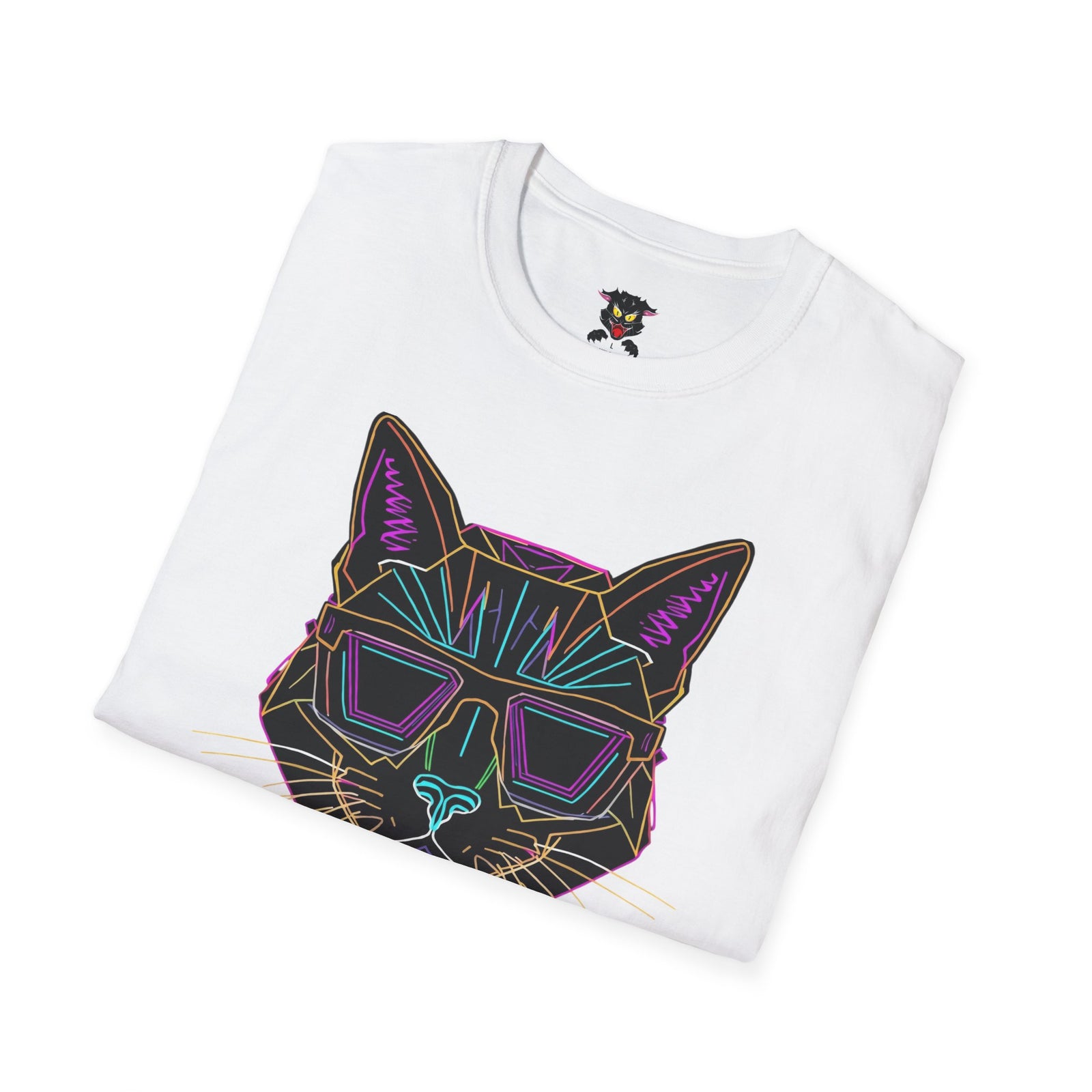 Sábado Sin Excusas Cat T-Shirt — Retro Neon Cat with Sunglasses