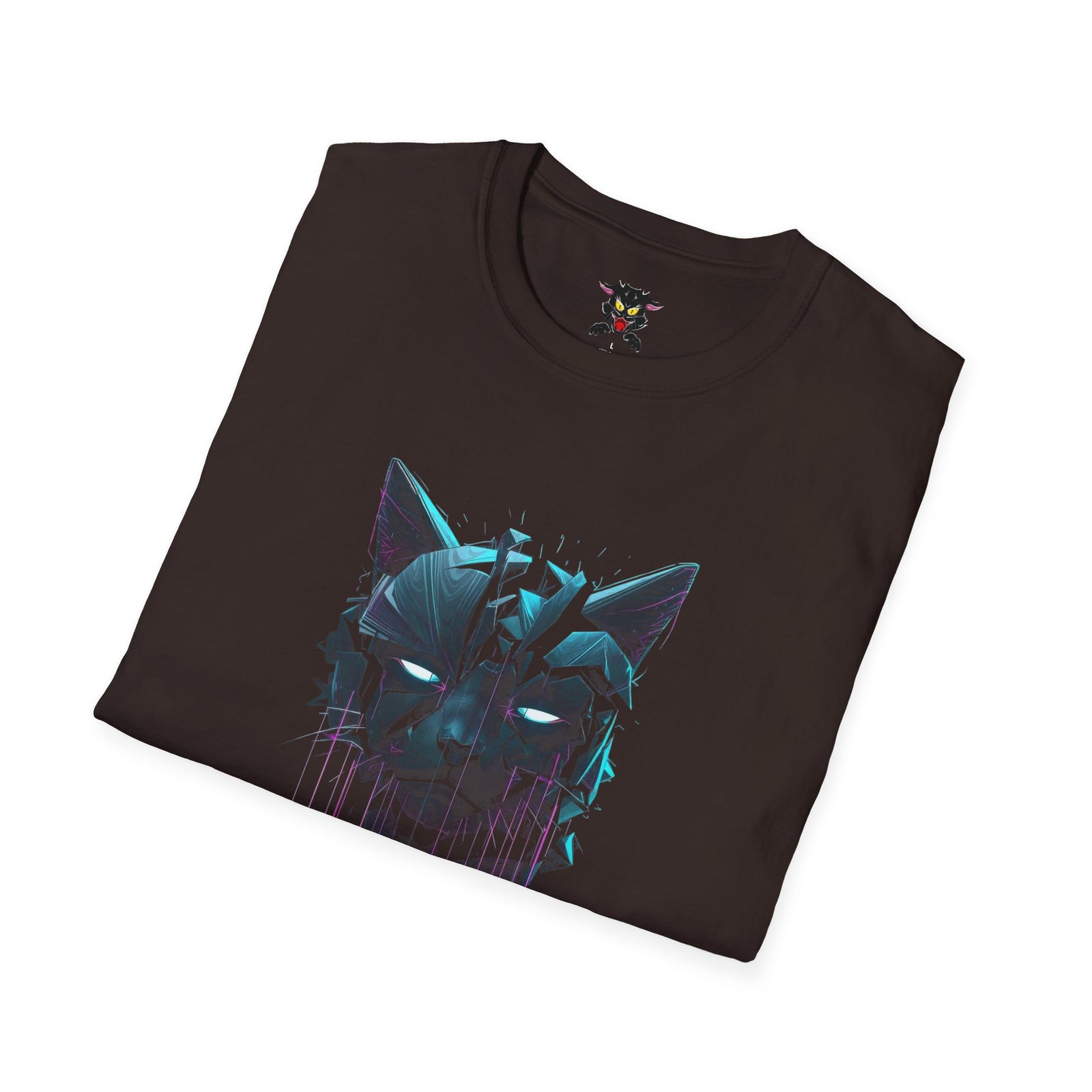 Cat Cyberpunk T-Shirt — Neon Dripping Mask Design