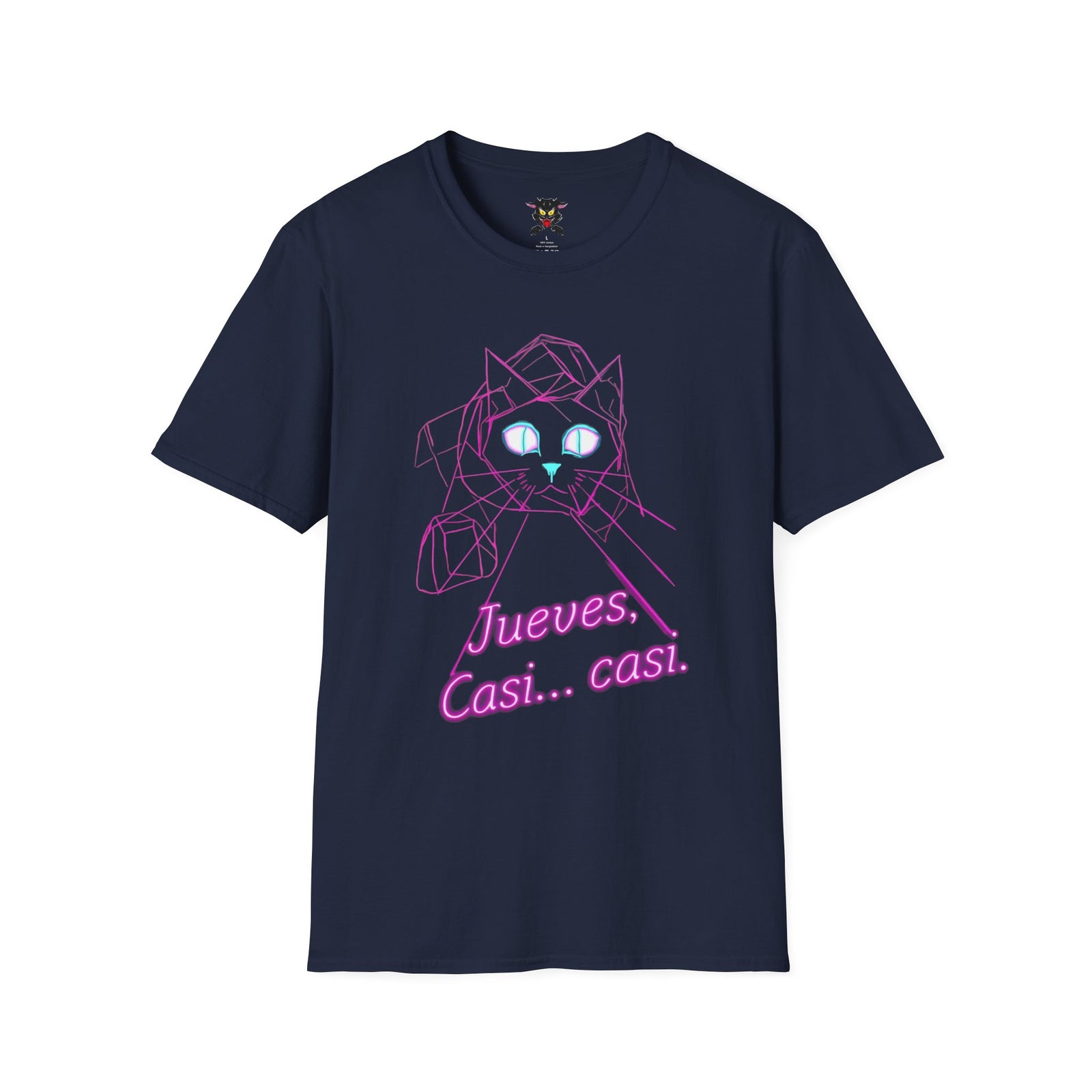 T-Shirt — Neon Cat "Jueves, Casi... casi." Retro Vaporwave Tee