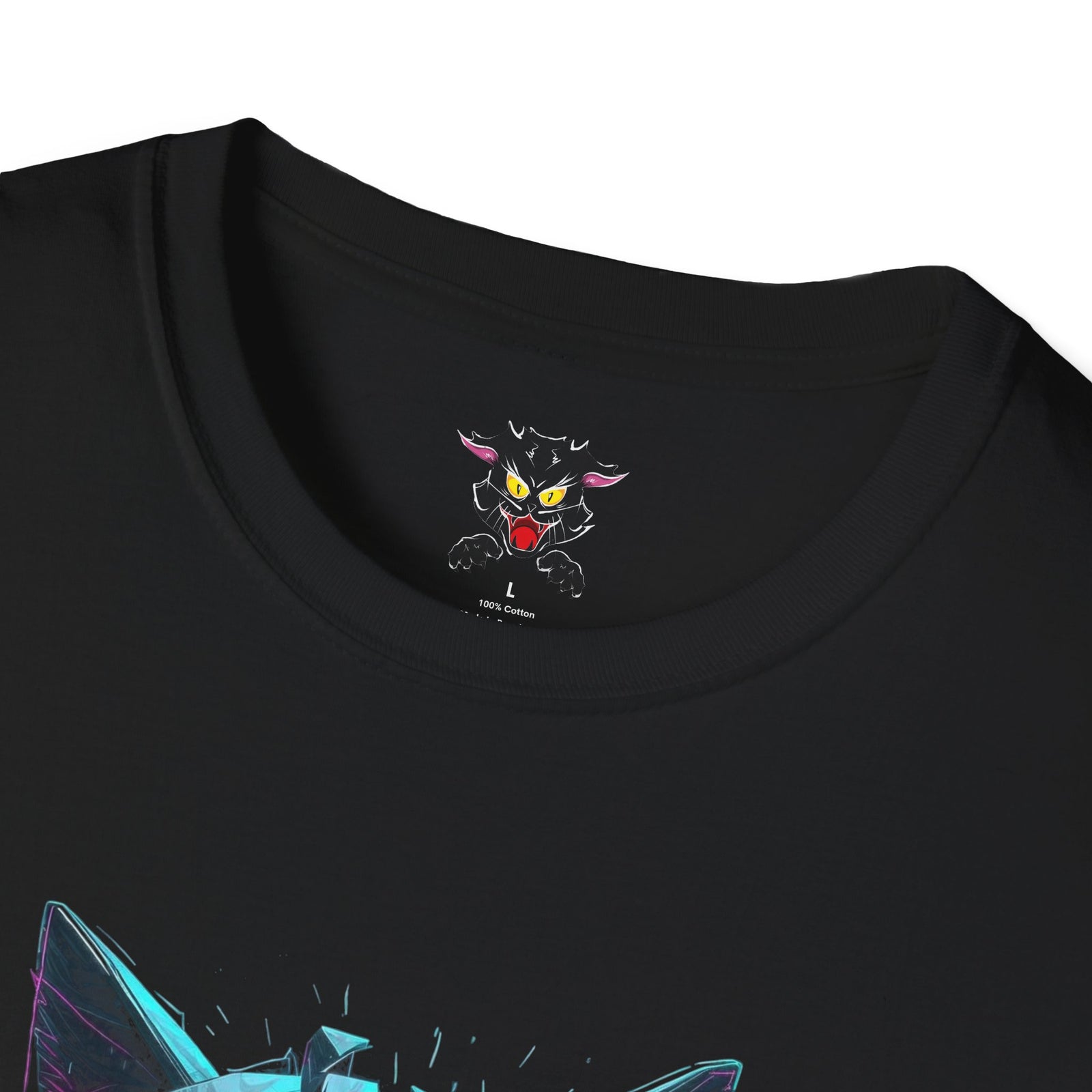 Cat Cyberpunk T-Shirt — Neon Dripping Mask Design