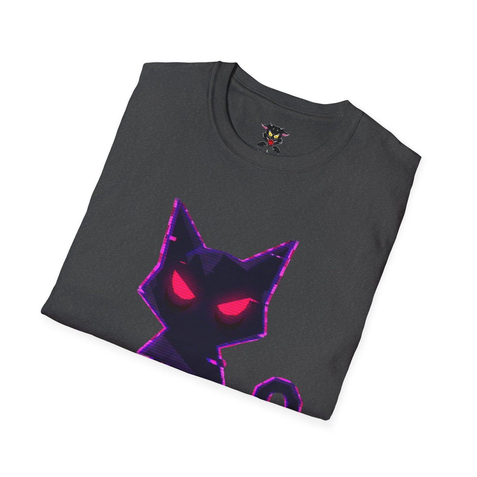 Camiseta gris oscuro doblada gato bold lines Gatoloco
