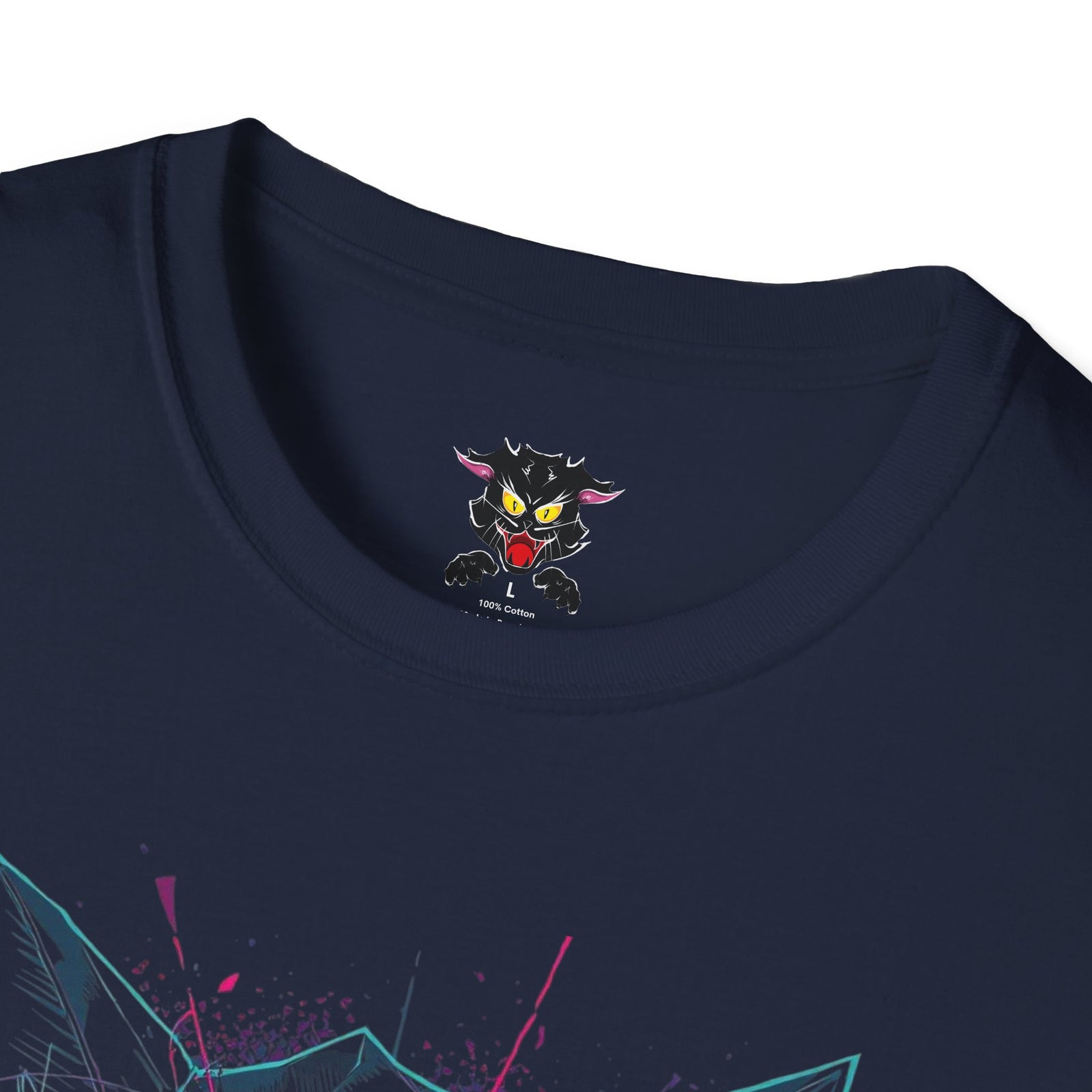 Cat Skull Graphic T-Shirt — Pink Eyes Shattered Design