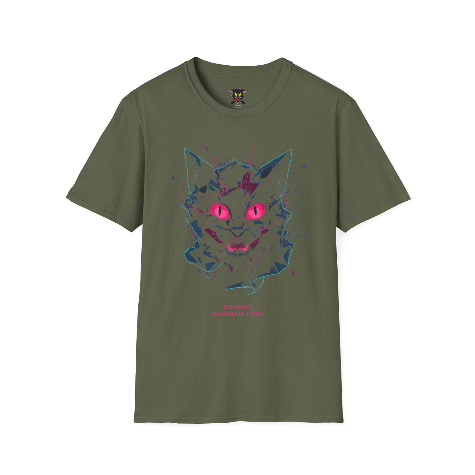 Cat Skull Graphic T-Shirt — Pink Eyes Shattered Design