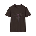 Minimal Cyber Cat T-Shirt — Geometric Neon Cat Face Tee