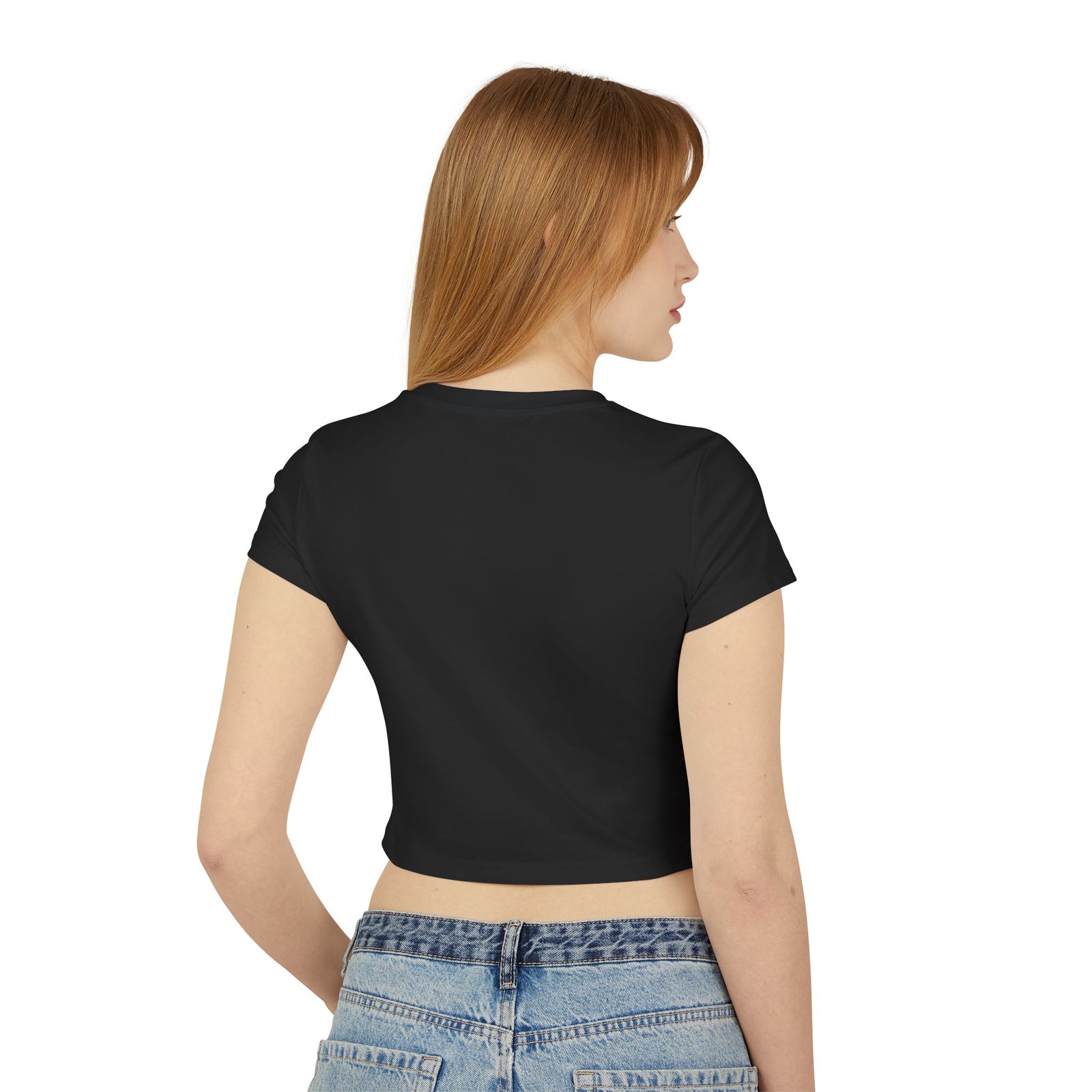 Neon Floral Cat Baby Tee — Women's Graphic Crop Top