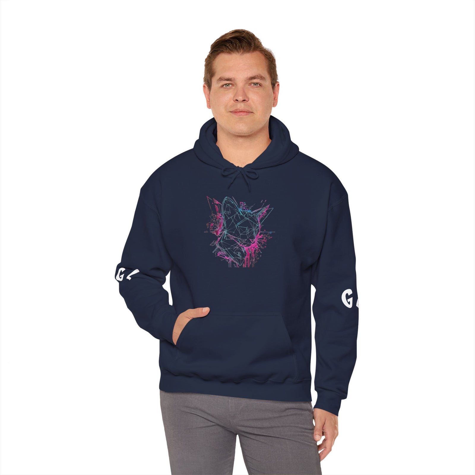 Neon Cat Hoodie - Vaporwave Retro Cat Graphic Sweatshirt