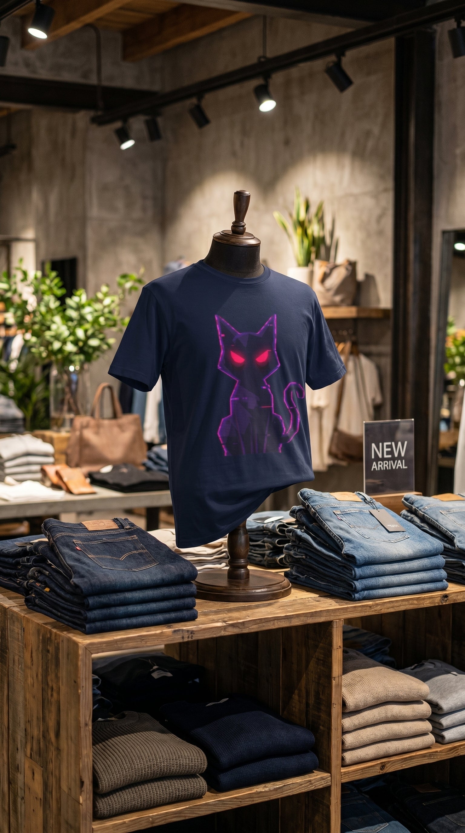 Camiseta Bold Lines Gatoloco | Gato Neón Minimalista | Streetwear Urbano Premium