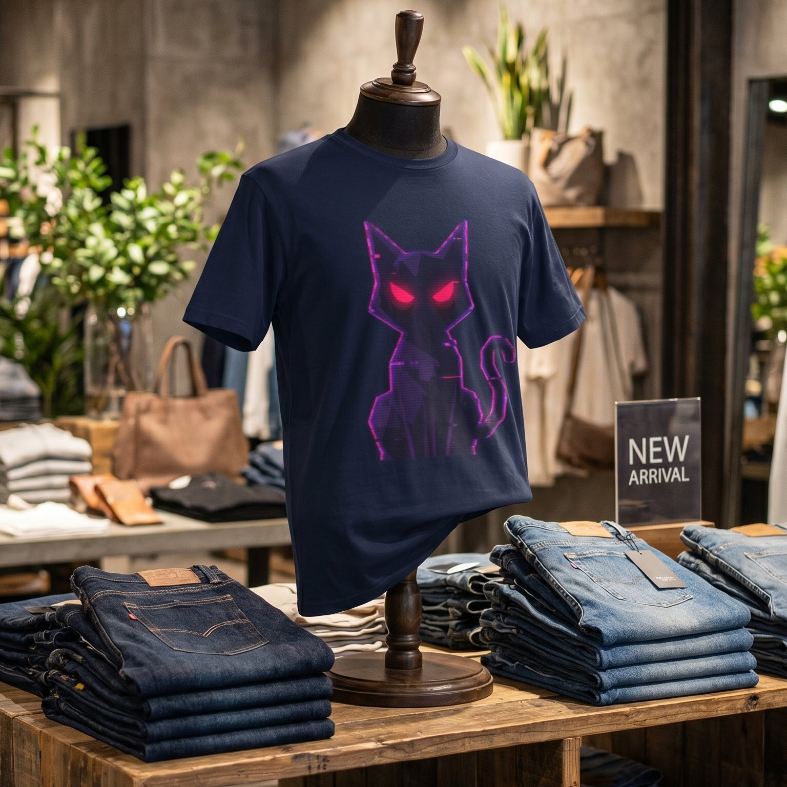 Camiseta Bold Lines Gatoloco | Gato Neón Minimalista | Streetwear Urbano Premium