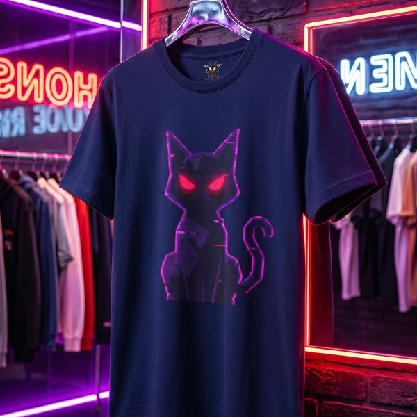 Camiseta Bold Lines Gatoloco | Gato Neón Minimalista | Streetwear Urbano Premium